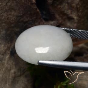 Jadeíta Blanco grisáceo natural de 21.22 ct, Corte Óvalo, Translúcido