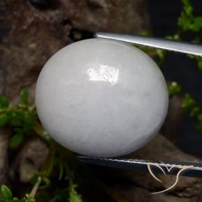 Jadeíta Blanco grisáceo natural de 22.55 ct, Ovalada, Translúcido