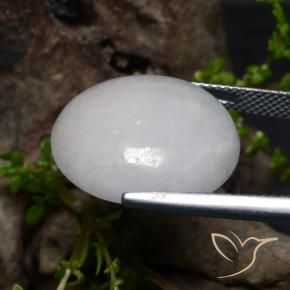 Jadeíta Blanco grisáceo natural de 22.55 ct, Ovalada, Translúcido