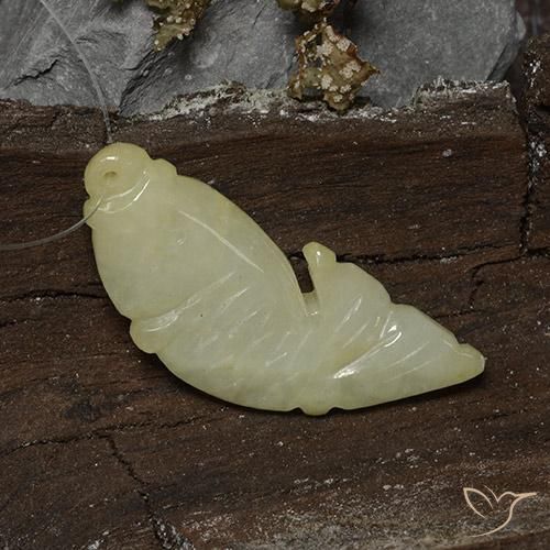 Jadeíta Amarillo verdoso natural de 30.43 ct, Elegante, Translúcido
