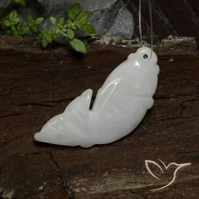 Jadeíta blanco natural de 25,47 ct, forma elegante, translúcido