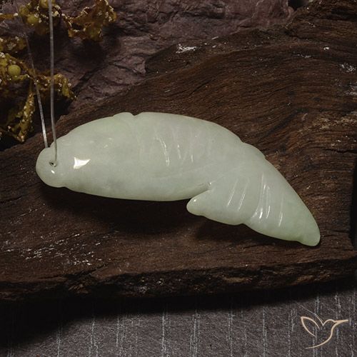 31.73ct Natural Verde grisáceo Jadeíta, Elegante, Translúcido