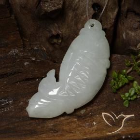 Jadeíta Blanco grisáceo natural de 34.27 ct, Elegante, Translúcido