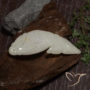 Jadeíta Blanco grisáceo natural de 29.96 ct, Elegante, Translúcido