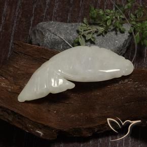 Jadeíta Blanco grisáceo natural de 29.96 ct, Elegante, Translúcido