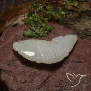 Jadeíta Blanco grisáceo natural de 26.12 ct, Elegante, Translúcido