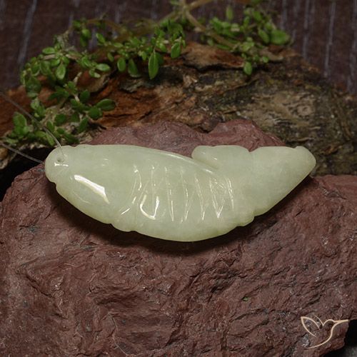 29.51ct Natural Verde-amarillo medio Jadeíta, Elegante, Translúcido