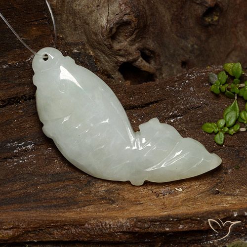 28.92ct Natural Blanco grisáceo Jadeíta, Elegante, Translúcido