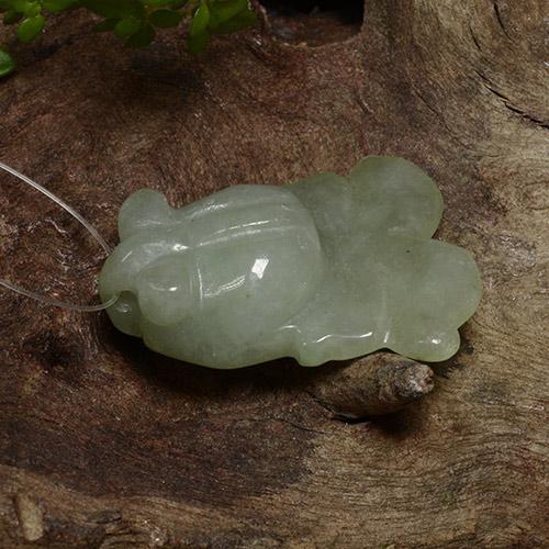 Jadeíta verde natural de 24,53 ct, forma elegante, translúcido