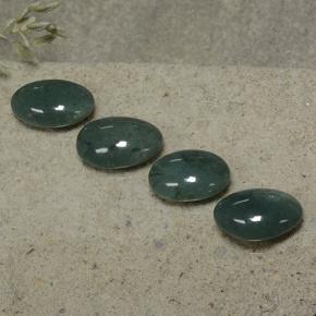 Gemas de Jadeíta Verde medio natural de 15.89 ct, Corte Óvalo, Opaco