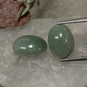 Gemas de Jadeíta Verde terroso natural de 7.22 ct, Corte Óvalo, Opaco