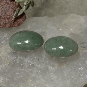 Gemas de Jadeíta Verde terroso natural de 7.22 ct, Corte Óvalo, Opaco
