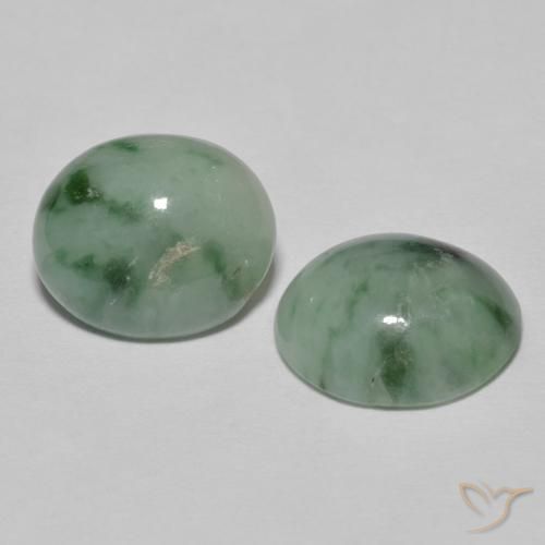 Gemas de Jadeíta Verde bosque pálido natural de 8.87 ct, Ovalada, Opaco