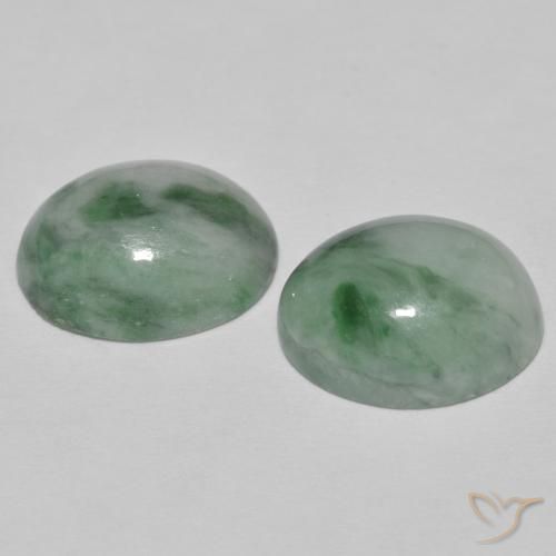 Gemas de Jadeíta Medium Light Green natural de 9.78 ct, Ovalada, Opaco