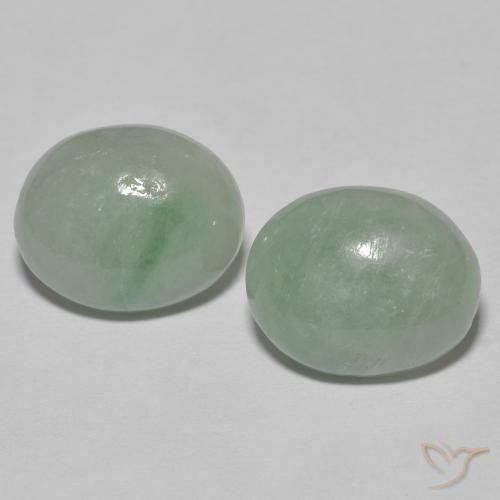 Gemas de Jadeíta Medium Light Green natural de 10.08 ct, Ovalada, Opaco