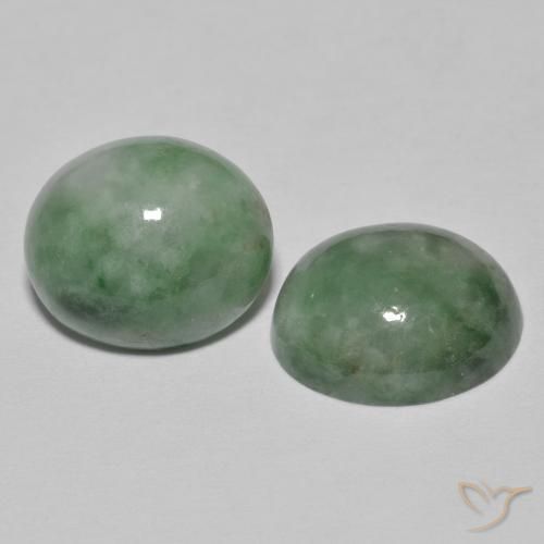 Gemas de Jadeíta Verde grisáceo natural de 9.41 ct, Ovalada, Opaco