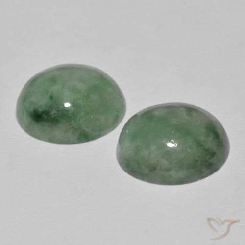 Gemas de Jadeíta Verde grisáceo natural de 9.41 ct, Ovalada, Opaco