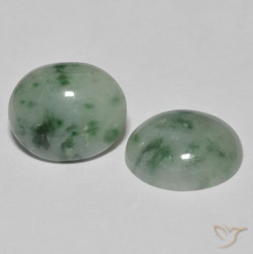 Gemas de Jadeíta Verde grisáceo natural de 7.79 ct, Ovalada, Opaco