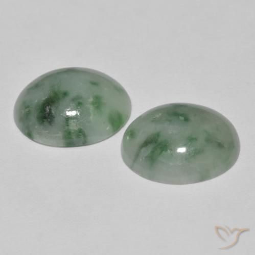 Gemas de Jadeíta Verde grisáceo natural de 7.79 ct, Ovalada, Opaco