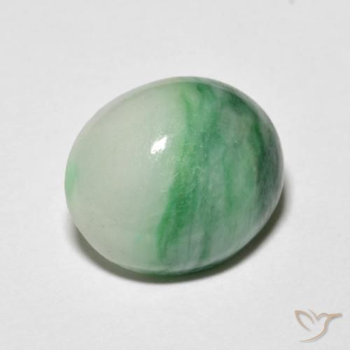 Jadeíta Verde menta natural de 4.12 ct, Ovalada, Opaco
