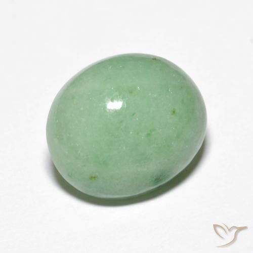 Jadeíta Verde cálido natural de 4.32 ct, Ovalada, Opaco