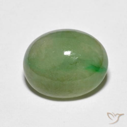 4.69ct Natural Verde lima pálido Jadeíta, Ovalada, Translúcido