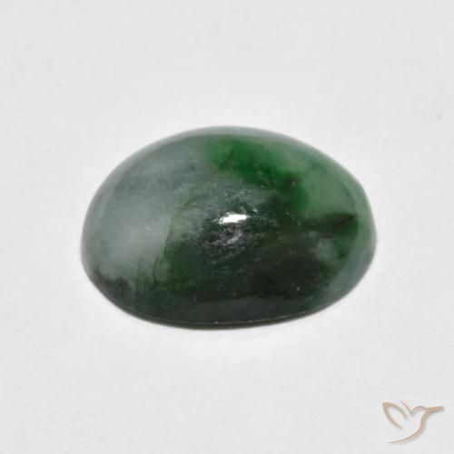 Jadeíta Verde oscuro natural de 4.59 ct, Ovalada, Opaco