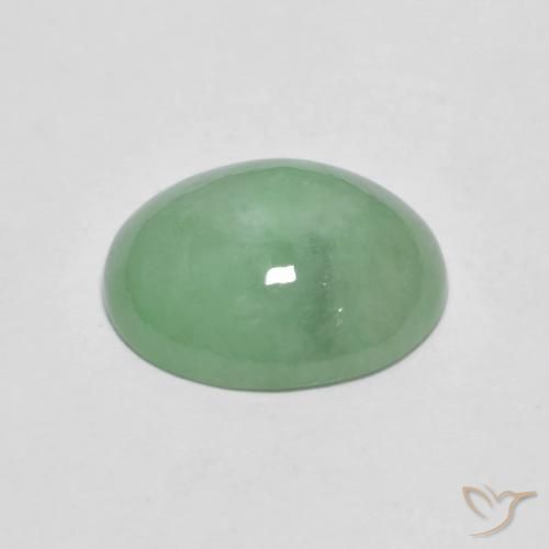 Jadeíta Verde salvia claro natural de 4.71 ct, Ovalada, Opaco