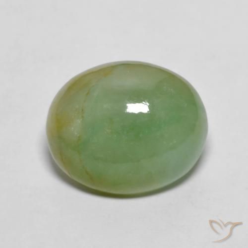 5.42ct Natural Verde terroso pálido Jadeíta, Ovalada, Opaco