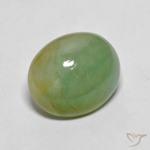 Jadeíta Verde terroso pálido natural de 5.42 ct, Ovalada, Opaco