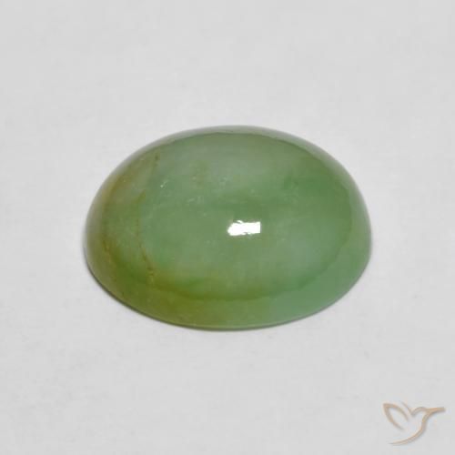 Jadeíta Verde terroso pálido natural de 5.42 ct, Ovalada, Opaco