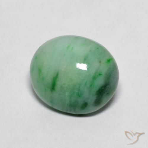 Jadeíta Verde claro natural de 4.12 ct, Ovalada, Opaco