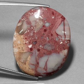 Jaspe multicolor natural de 39,41 ct, corte óvalo, opaco