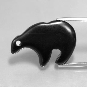 Jaspe negro natural de 18,32 ct, forma elegante, opaco
