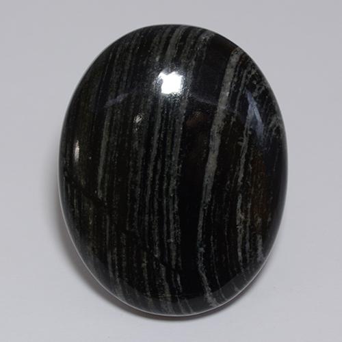 Jaspe negro natural de 57,34 ct, corte óvalo, opaco