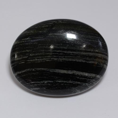 Jaspe negro natural de 57,34 ct, corte óvalo, opaco