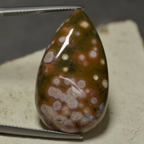 30.74ct Natural Multicolor Jaspe, En forma de pera, Opaco