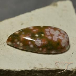 Jaspe Multicolor natural de 30.74 ct, En forma de pera, Opaco