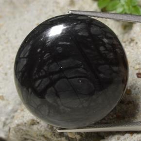 Jaspe negro natural de 32,19 ct, corte redondo, opaco