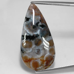 Jaspe multicolor natural de 22,85 ct, en forma de pera, translúcido