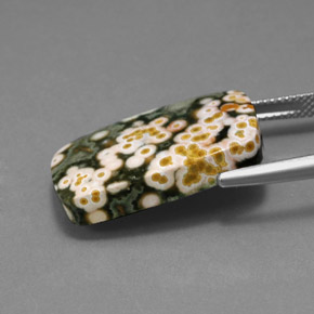 Jaspe multicolor natural de 18,21 ct, corte cojín, opaco