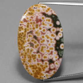 Jaspe multicolor natural de 30,45 ct, corte óvalo, opaco
