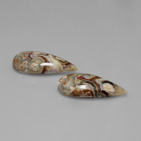 Gemas de jaspe multicolor natural de  ct, en forma de pera, opaco