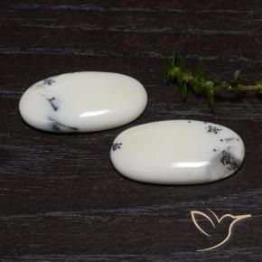 Gemas de Jaspe Blanco con negro natural de 18.19 ct, Ovalada, Opaco