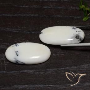 Gemas de Jaspe Blanco con negro natural de 18.19 ct, Ovalada, Opaco