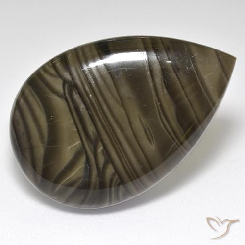 Jaspe Marrón oscuro natural de 24.15 ct, En forma de pera, Opaco