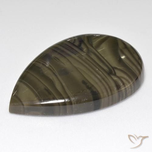 Jaspe Marrón oscuro natural de 24.15 ct, En forma de pera, Opaco