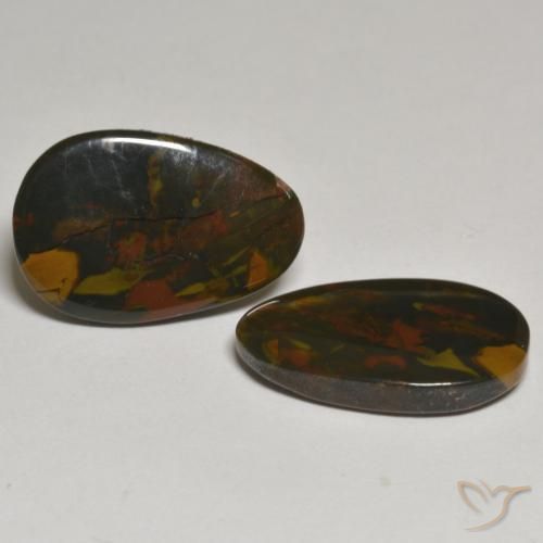 Gemas de Jaspe Multicolor natural de 18.01 ct, En forma de pera, Opaco
