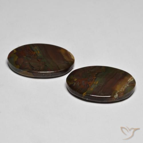 Gemas de Jaspe Multicolor natural de 19.29 ct, Ovalada, Opaco