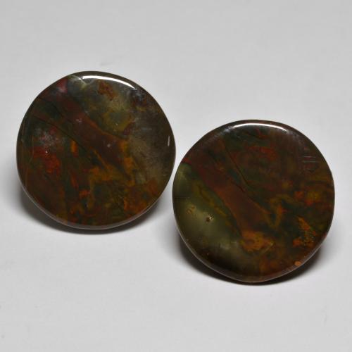 Gemas de Jaspe Multicolor natural de 21.11 ct, Corte Redondo, Opaco